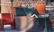 Brahm poef met oranje polka dots