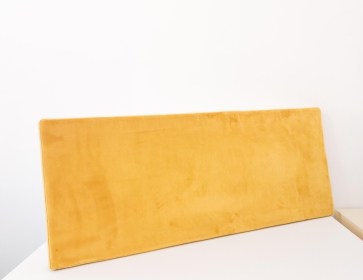 Olivae poef deksel rechthoek in mohair stof - geel